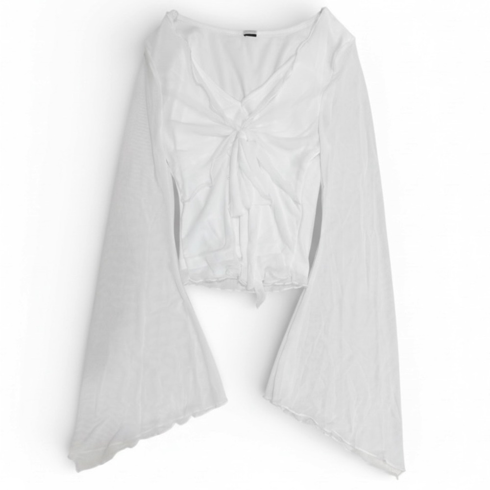 White Flowy Long Sleeve Top